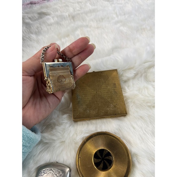 Vintage Vanity Set Compact Purse Mirror Case Etui Jewelry Holder Collection - Picture 5 of 14